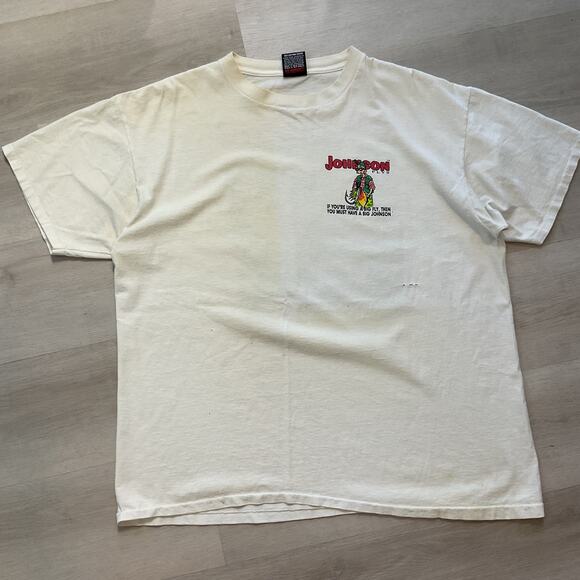 Oneita Big Johnson Thrashed Cotton Crewneck Fishing Tee White XL Made in USA - Picture 2 of 14